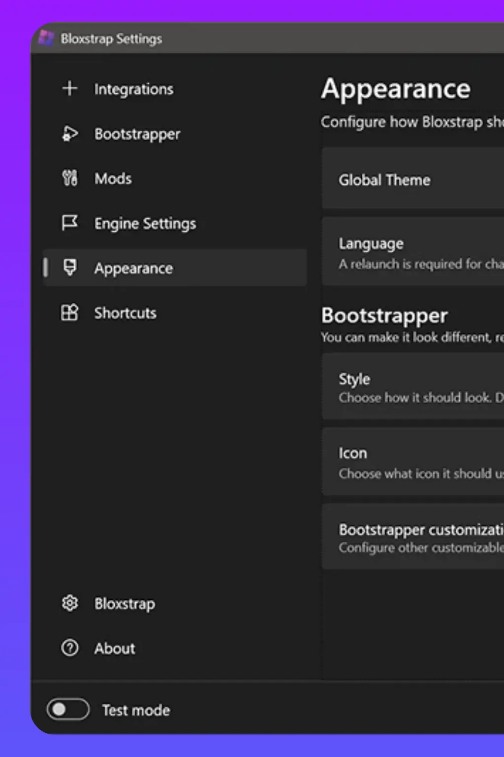 Bloxstrap launcher settings on Windows